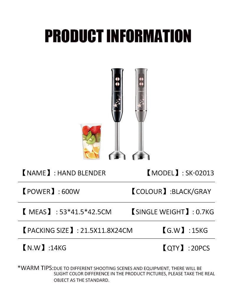 Batidora de mano 2 en 1 Sokany